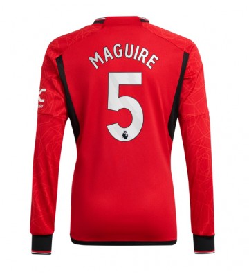 Lacne Muži Futbalové dres Manchester United Harry Maguire #5 2023-24 Dlhy Rukáv - Domáci